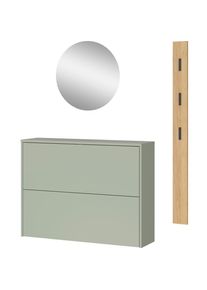 Livetastic , Gr&uuml;n, Eichefarben , Glas, Holzwerkstoff , 130x200x27 cm , Made in Germany , Beim&ouml;bel erh&auml;ltlich, h&auml;ngend , Garderobe, Garderoben-Set