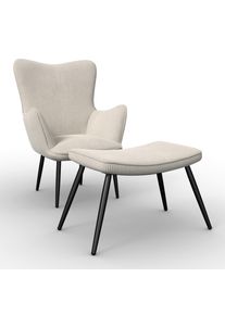 Sessel Aurora mit Hocker Cord Creme
