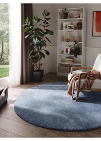 benuta nest Tapis shaggy lavable Melvin Bleu clair diam&egrave;tre 200 cm