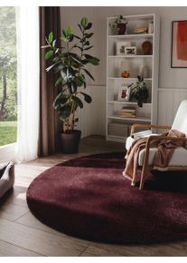 benuta nest Tapis shaggy lavable Melvin Bordeaux diam&egrave;tre 200 cm