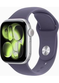 Apple Watch Series 11 Aluminium 42 mm (2025) | GPS + Cellular | silber | Sportarmband S/M | nebelviolett