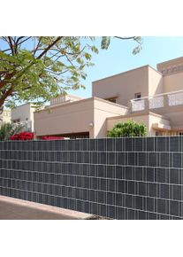 PVC-Rattan Sichtschutzstreifen | 19 cm x 2,6 m, inkl. 25 Befestigungsclips, anthrazit, 10 St&uuml;ck