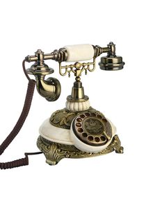 Vintage Telephone European fixed Swivel Plate Rotary Dial Antique Landline Phone Office Home Hotel made of resin red white gold