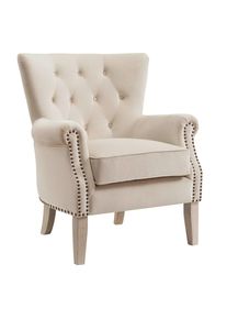 Mid.you , Beige , Textil, Holzwerkstoff , 73x86x75 cm , gepolsterte Armlehnen , Wohnzimmer, Sessel, Ohrensessel