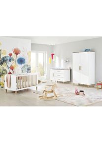 Pinolino , Wei&szlig;, Eichefarben , Holzwerkstoff , 3 F&auml;cher , 3 Schublade(n) Schubladen , 77x84x145 cm , zum Juniorbett umbaubar, h&ouml;henverstellbar, Sprossen mit Normabstand, zum Sitzsofa umbaubar, Aufbauanleitung im Karton, Lattenrost inklusive, Schlupfsprossen , Kinder- & Jugendzimmer, Komplette Jugendzimmer