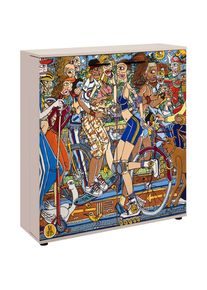 Mid.you , Mehrfarbig , Holzwerkstoff , 8 F&auml;cher , 100x110x34 cm , Garderobe, Schuhaufbewahrung, Schuhschr&auml;nke