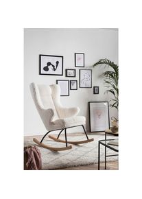 Livetastic , Wei&szlig; , Textil , Esche , furniert , 66x106x104 cm , Schaukelfunktion , Wohnzimmer, Sessel, Schaukelst&uuml;hle