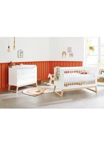 Pinolino , Wei&szlig;, Eschefarben , Holz, Holzwerkstoff , Esche , massiv , 3 Schublade(n) Schubladen , zum Juniorbett umbaubar, h&ouml;henverstellbar, Sprossen mit Normabstand, Aufbauanleitung im Karton, Lattenrost inklusive, Schlupfsprossen , Kinder- & Jugendzimmer, Komplette Jugendzimmer