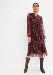 bonprix Női Necc midi ruha, fekete, 32/34