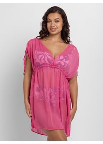 Kaftan Dorina "Sabrina", Damen, Gr. XS, pink, Chiffon, Obermaterial: 100% Viskose, weit kniefrei, tiefer V-Ausschnitt, verstellbar, Blusen Kaftan, tiefer V-Ausschnitt