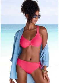 B&uuml;gel-Bikini-Top Lascana "Italy", Damen, Gr. 44, Cup D, orange (koralle), Microfaser, unifarben, Bikini-Oberteile B&uuml;gel-Bikini-Top, mit goldfarbigen Accessoire
