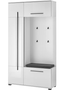 Kompaktgarderobe Home Affaire "Cantara Flurgarderobe, modern, 2 Farben, 111 cm breit", wei&szlig;, B:111cm H:201cm T:39cm, FSC-zertifizierter Holzwerkstoff, Schr&auml;nke, Kompaktgarderobe, unterschiedliche Stauraumm&ouml;glichkeiten, inkl. Sitzkissen
