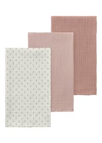 Multifunktionstuch LIL' ATELIER "NBNISLEYS 3PACK NAPPIES LIL NOOS", Baby, coconut milk aop:peach whip, misty rose, Web, Baumwolle, bedruckt, unifarben, Modet&uuml;cher Multifunktionstuch, Baumwolle, Blumenmuster und dezenter Uni-Look im Set