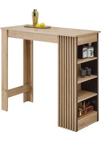 Bartisch Stolkom "Mojito B/H/T 115x103x50 cm", artisan eiche, schwarz, artisan eiche, schwarz, artisan eiche, B:115cm H:103cm T:50cm, Tische, Bartisch, Beidseitig montierbar, 4 offene F&auml;cher