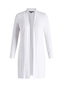 Longstrickjacke Base Level "Yayla Long", Damen, Gr. 48, wei&szlig;, Strick, Obermaterial: 94% Viskose, 6% Elasthan, figurumspielend ca. Mitte Oberschenkel, tiefer Rundhals, Rippb&uuml;ndchen, Strickjacken Longstrickjacke, ohne Verschluss