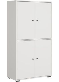 Schuhschrank Home Affaire "Schuhkommode Dino", wei&szlig; matt, B:70cm H:131cm T:33cm, FSC-zertifizierter Holzwerkstoff, Schr&auml;nke, Schuhschrank, Stauraum mit 4 T&uuml;ren und verstellbaren Einlegeb&ouml;den, Breite 70 cm