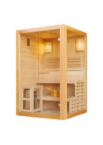 Sauna Sanotechnik "PANORAMA", braun (holzfarben), Saunaofen, integrierte Steuerung, 3,5 kW, Saunen, Sauna
