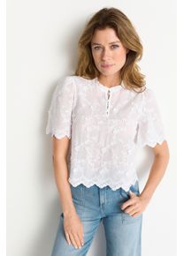 Blusentop RICHROYAL, Damen, Gr. XL, wei&szlig;, Web, Obermaterial: 100% Baumwolle, unifarben, regular fit taillenbedeckt, Rundhals, eingesetzt Spitze, Blusen Blusentop, Regular fit mit Spitzendetails