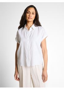 Hemdbluse Tom Tailor, Damen, Gr. 34, wei&szlig;, Web, Obermaterial: 55% Lyocell, 45% Viskose, unifarben, regular fit normal, ohne Ausschnitt, Blusen Hemdbluse, mit Knopfleiste