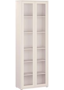 Vitrine FORTE "Alice Springs, Vitrine, Glast&uuml;re grifflos, 2 Ausf&uuml;hrungen", sand, B:74,5cm H:214,3cm T:34,9cm, Holzwerkstoff, Schr&auml;nke, Vitrine, Grifflos, Push to Open
