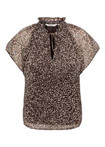Chiffonbluse Only "ONLLERI-PENINNA S/S TIED NECK SHIRT WVN", Damen, Gr. XL, chocolate martini aop:leo cow dreams, Web, Obermaterial: 100% Polyester, bedruckt, regular fit normal, Blusen Chiffonbluse, Polyester, regular fit