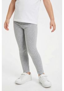 Leggings happy girls, M&auml;dchen, Gr. 116, N-Gr, grau (light grau), Strick, Obermaterial: 60% Polyester, 35% Baumwolle, 5% Elasthan, meliert, unifarben, eng kn&ouml;chellang, Hosen Leggings, w&auml;rmend und elastisch