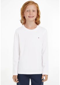 Langarmshirt Tommy Hilfiger "BOYS BASIC CN KNIT L/S", Jungen, Gr. 5/110, wei&szlig;, Obermaterial: 100% Baumwolle, Basic schmal, Rundhals, Shirts Langarmshirt, f&uuml;r Jungen