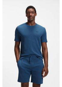 Pyjamaoberteil BOSS "Waffle T-Shirt", Herren, Gr. L, open blau 462, Obermaterial: 60% Baumwolle, 40% Polyester, regular fit, Rundhals, Shirts Pyjamaoberteil