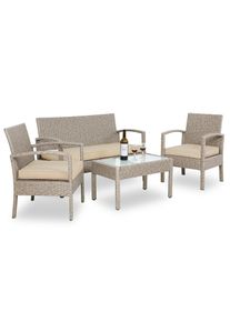 Casaria Polyrattan Garten-Sitzgruppe 4-tlg Creme