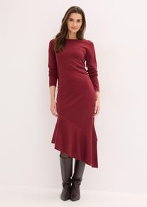bonprix Strickkleid mit asymmetrischem Saum aus Baumwolle und Kaschmir, rot, Gr.52/54 (XXL), Modern und bequem geschnitten, 95% Baumwolle
