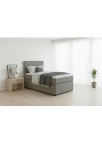 Mid.you , Grau , Textil, Holzwerkstoff , H3 , 90x200 cm , gepolstertes Kopfteil, Federkernmatratze, Stoffauswahl, in verschiedenen Gr&ouml;&szlig;en erh&auml;ltlich , Schlafzimmer, Betten, Boxspringbetten