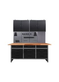 M&Ouml;BELIX M&ouml;belix , Anthrazit, Grau , Holz, Metall , Buche , 15 Schublade(n) Schubladen , 160x205x60 cm , T&Uuml;V-gepr&uuml;ft, FSC , Baumarkt, Werkstatteinrichtung, Werkb&auml;nke