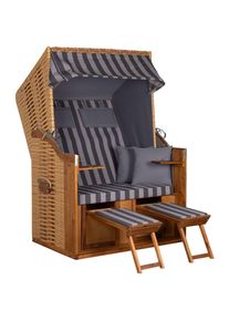 M&Ouml;BELIX M&ouml;belix , Naturfarben , Holz, Textil , Akazie,Akazie , Streifen , 120x165x80 cm , Gartenm&ouml;bel, Strandk&ouml;rbe