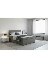 Mid.you , Grau , Textil, Holzwerkstoff , H3 , 140x200 cm , gepolstertes Kopfteil, Federkernmatratze, Stoffauswahl, in verschiedenen Gr&ouml;&szlig;en erh&auml;ltlich , Schlafzimmer, Betten, Boxspringbetten