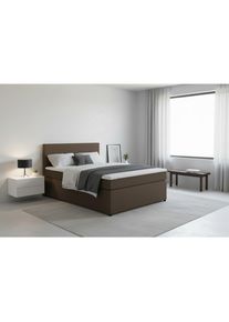 Mid.you , Braun , Textil, Holzwerkstoff , H3 , 140x200 cm , gepolstertes Kopfteil, Federkernmatratze, Stoffauswahl, in verschiedenen Gr&ouml;&szlig;en erh&auml;ltlich , Schlafzimmer, Betten, Boxspringbetten