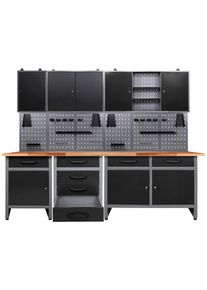 M&Ouml;BELIX M&ouml;belix , Anthrazit, Grau , Holz, Metall , Buche , 1 F&auml;cher , 1 Schublade(n),2 Schublade(n) Schubladen , 240x205x60 cm , T&Uuml;V-gepr&uuml;ft, FSC , Baumarkt, Werkstatteinrichtung, Werkb&auml;nke