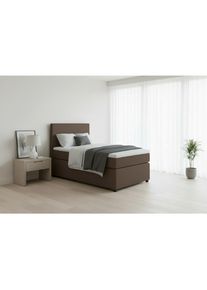 Mid.you , Braun , Textil, Holzwerkstoff , H3 , 90x200 cm , gepolstertes Kopfteil, Federkernmatratze, Stoffauswahl, in verschiedenen Gr&ouml;&szlig;en erh&auml;ltlich , Schlafzimmer, Betten, Boxspringbetten