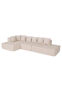 Sofa-Garnitur HWC-Q28, L-Sofa Couch Loungesofa, Stoff Chenille (270 g/m&sup2;) Liegefl&auml;che links 60x310x150cm ~ creme