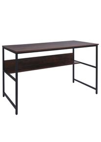 Schreibtisch HWC-K80, B&uuml;rotisch Computertisch Arbeitstisch Ablage, Metall MDF 120x60cm ~ braun