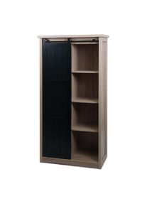 Schrank HWC-K75, Kommode Highboard, Schiebet&uuml;re 8 Stauf&auml;cher, Holz-Optik Industrial Metall 163x76x38cm ~ naturfarben