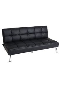 Sofa HWC-K21, Klappsofa Couch Schlafsofa, Nosagfederung Schlaffunktion Liegefl&auml;che 181x107cm ~ Kunstleder, schwarz