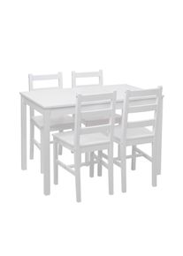 Esszimmer-Set HWC-F77, Sitzgruppe Esszimmergruppe, Massiv-Holz Landhaus 110cm ~ wei&szlig;