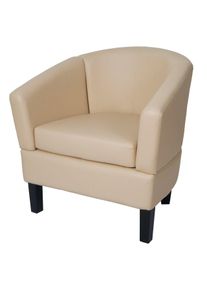 Lounge-Sessel HWC-O17, Sessel Clubsessel Cocktailsessel, FSC&reg;-zertifiziert Kunstleder ~ creme