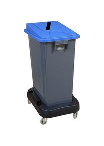 Wertstoffsammler mit Fahrwagen, Deckel blau, 60 Liter Probbax