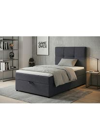 Mid.you , Dunkelgrau , Textil, Holzwerkstoff , 100x200 cm , gepolstertes Kopfteil, Stoffauswahl , Schlafzimmer, Betten, Boxspringbetten