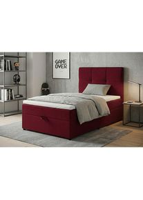 Mid.you , Rot , Textil, Holzwerkstoff , 100x200 cm , gepolstertes Kopfteil, Stoffauswahl , Schlafzimmer, Betten, Boxspringbetten