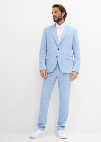 bonprix Anzug (2tlg. Set) aus Komfort-Stretch Material Modern Fit, blau, Gr.56, Modernes Sakko mit edlen blauen Kn&ouml;pfen und stylischen Details & einer schmal zulaufenden Anzughose im Regular Fit