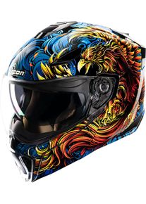 Icon Threshold Burn Birdie Burn, kask modułowy , kolor: Czarny/Niebieski/Ż&oacute;łty/Pomarańczowy , rozmiar: XL