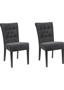 Esszimmerstuhl Home Affaire "Queen", grau (anthrazit, wenge), B:46cm H:93cm T:64cm, Polyester, St&uuml;hle, Esszimmerstuhl, Polsterstuhl mit Knopfheftung, 2er, 4er oder 6er Set