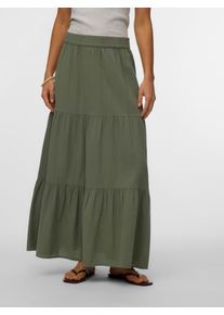 V&eacute;ro Moda Maxirock VERO MODA "VMDICTHE HW MAXI SKIRT WVN GA", Damen, Gr. L, laurel wreath, Web, Obermaterial: 100% Baumwolle, unifarben, lang, R&ouml;cke Maxirock, Baumwolle